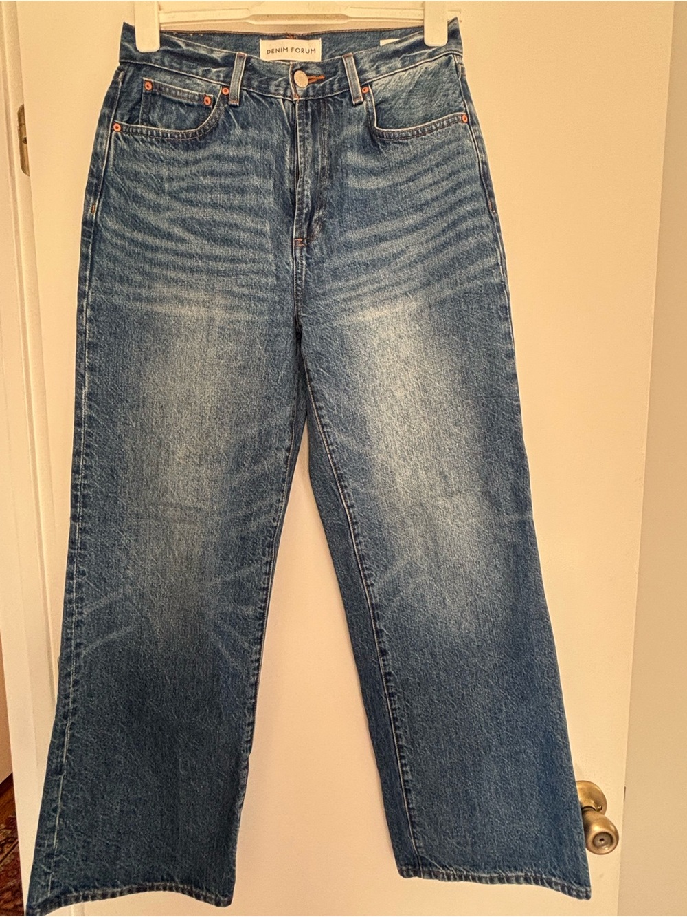 Denim Forum Vintage-Effect Blue Wide Leg Jeans